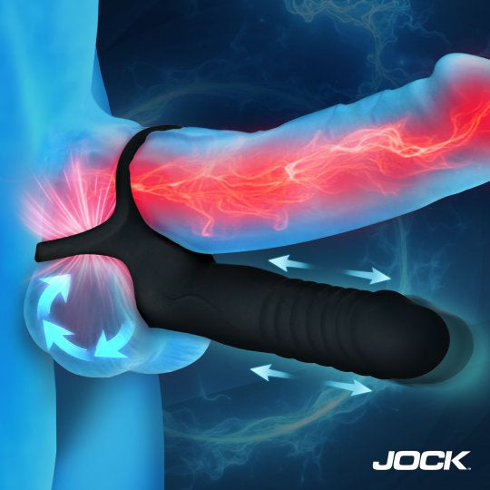 Jock Double Thrust Thrusting and Vibrating Double Penetration C-Ring w/Remote