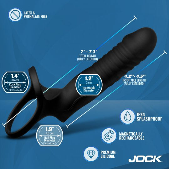 Jock Double Thrust Thrusting and Vibrating Double Penetration C-Ring w/Remote