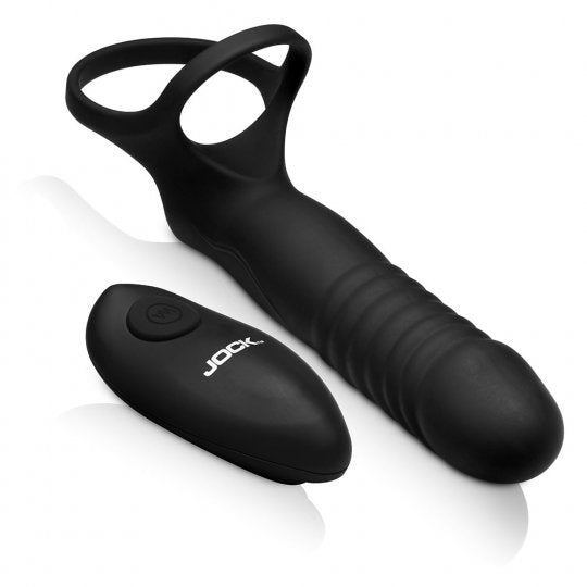 Jock Double Thrust Thrusting and Vibrating Double Penetration C-Ring w/Remote