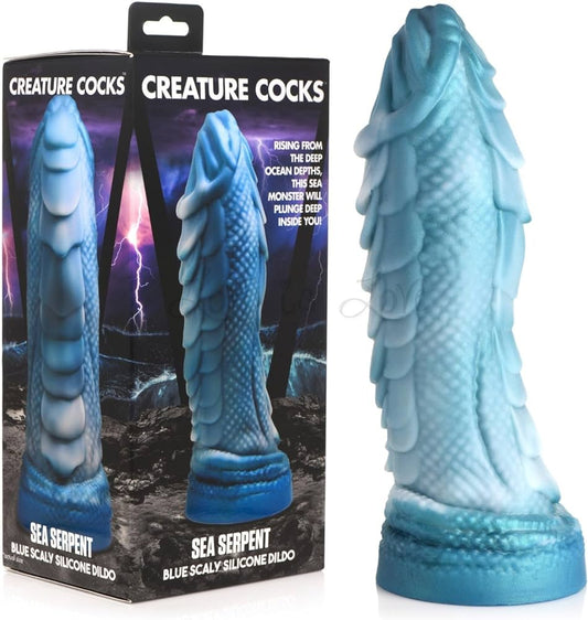 Creature Cocks Sea Serpent Blue Scaly Silicone Dildo