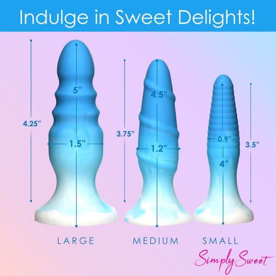 Simply Sweet 3 Piece Silicone Butt Plug Set- Blue