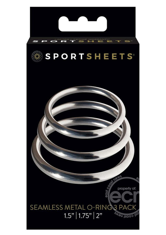 Sportsheets Metal O Ring Cock Ring (3 pack) Silver