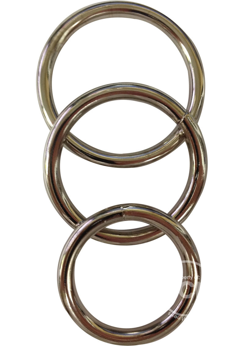 Sportsheets Metal O Ring Cock Ring (3 pack) Silver