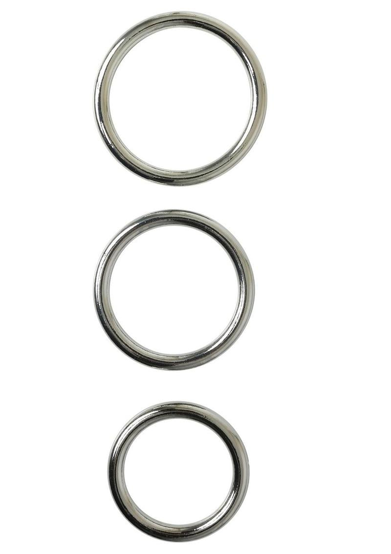 Sportsheets Metal O Ring Cock Ring (3 pack) Silver