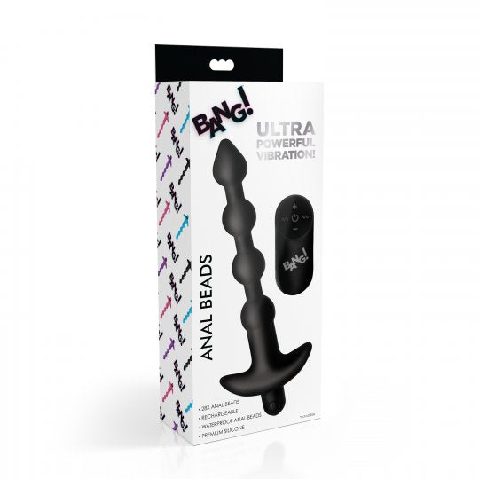 Bang Remote Control Vibrating Silicone Anal Beads- Black