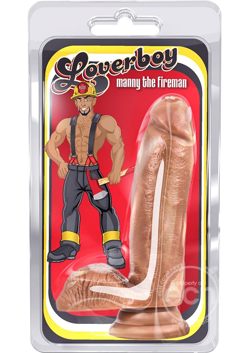 Loverboy Manny The Fireman Dildo with Balls 7” Caramel