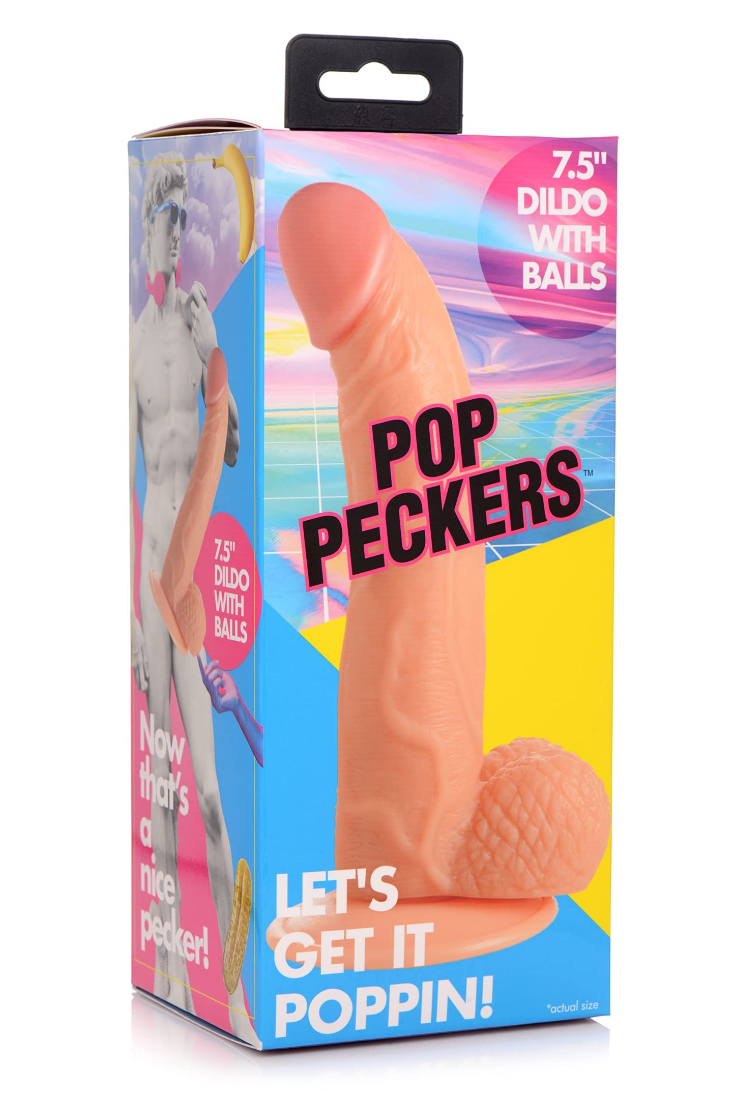 Pop Peckers 7.5” Dildo with Balls- Vanilla