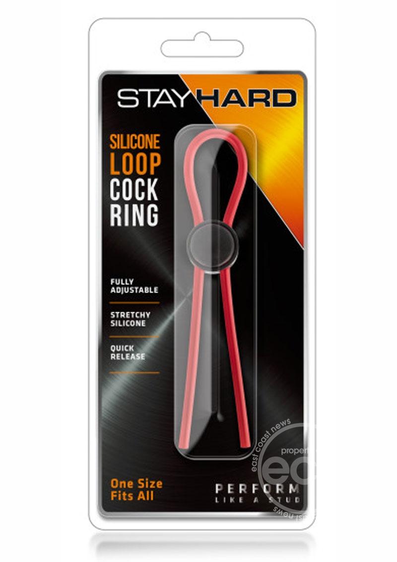 Stay Hard Silicone Loop Cock Ring- Red