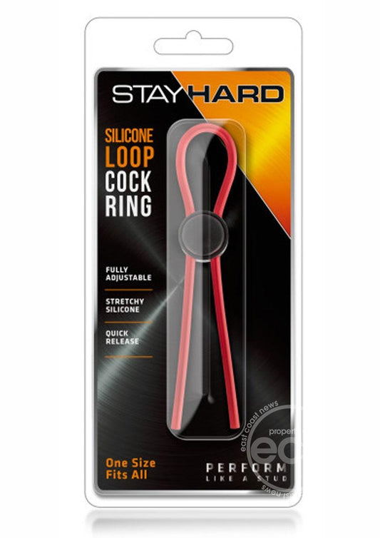 Stay Hard Silicone Loop Cock Ring- Red