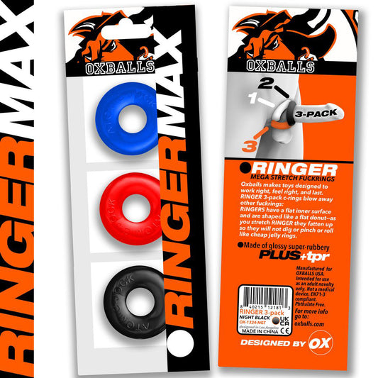 OXBalls Ringer Cockring 3 Pack- Small- Multicolor