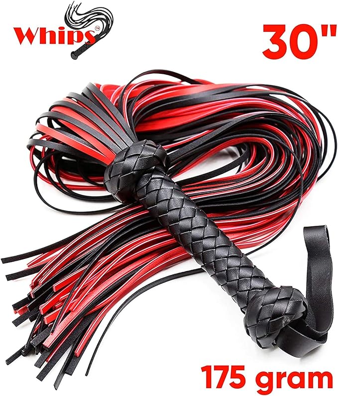 30” Red Leather Flogger Whip