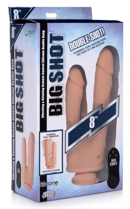 Big Shot Vibrating and Rotating Remote Control Silicone Double Dildo