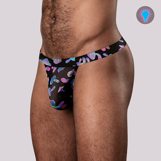 Male Power Hazy Dayz Psychedelic Black Light Thong
