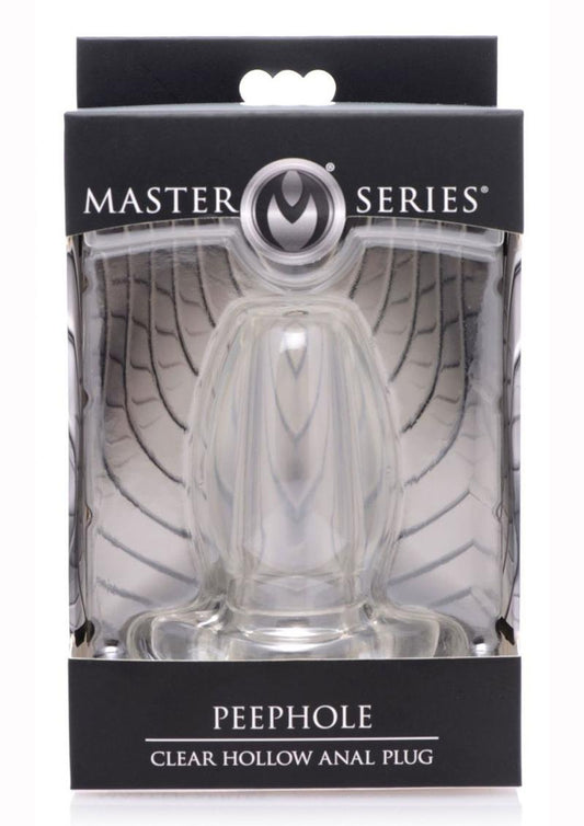 Master Series Peep Hole Clear Hollow Anal Plug (Choose Size)