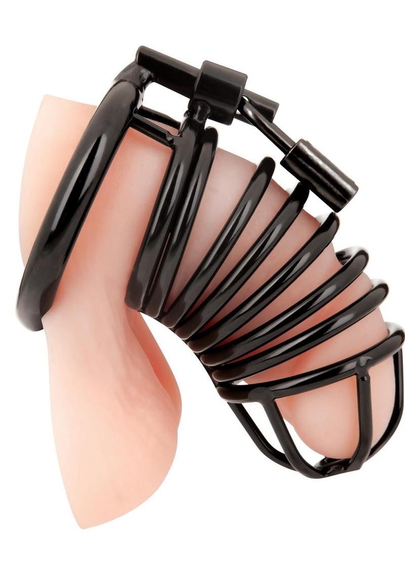 Blue Line Deluxe Chastity Cage- Black