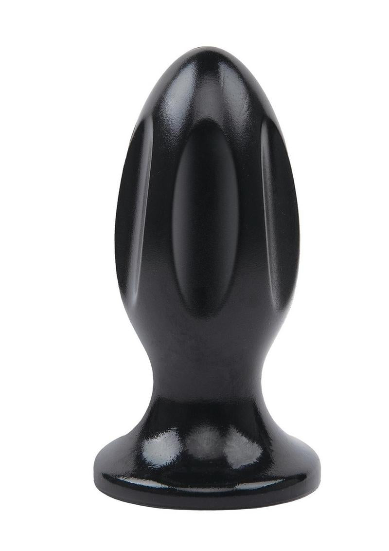 Lux Fetish Grooved Butt Plug 5in- Black