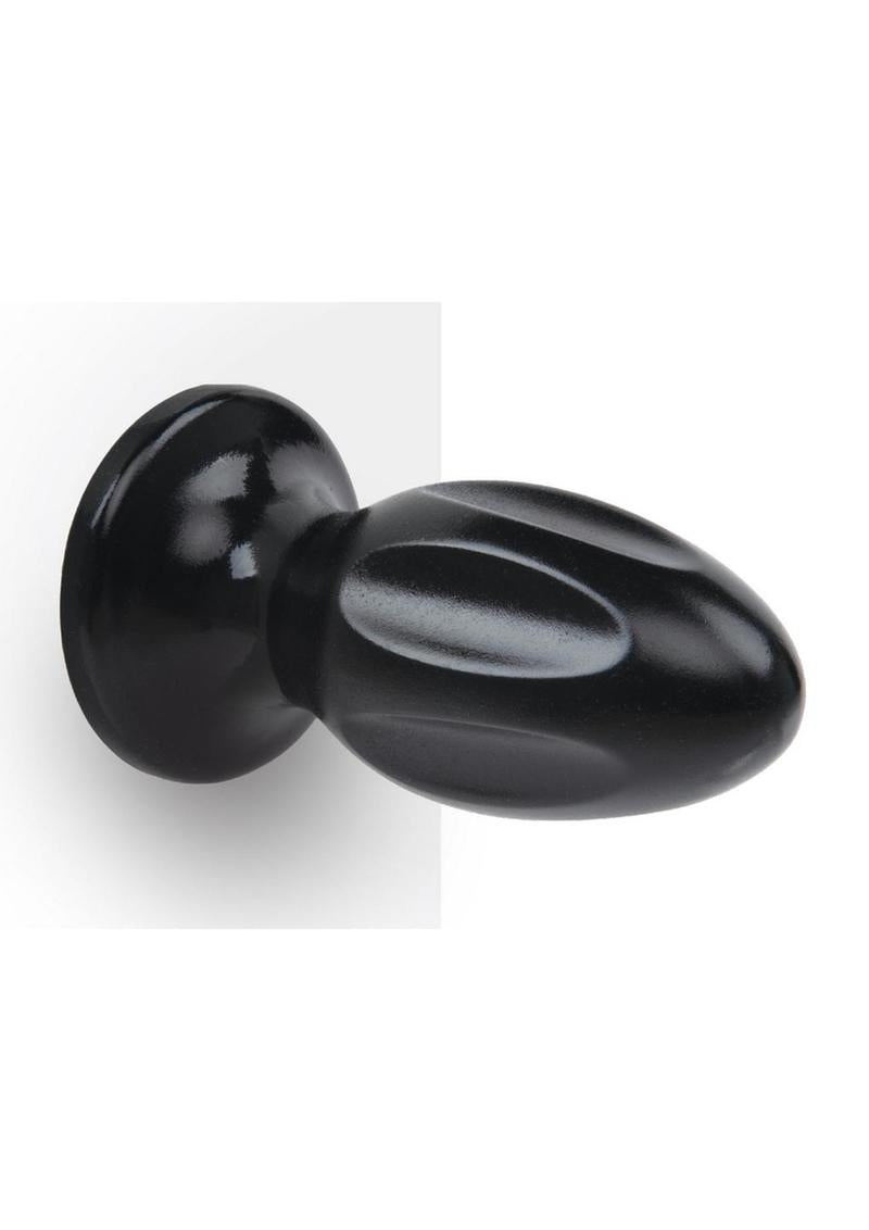 Lux Fetish Grooved Butt Plug 5in- Black