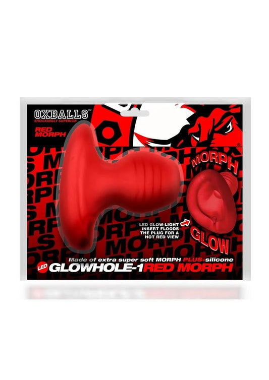 OXBalls GLOWHOLE 1 Hollow Butt plug with LED Insert-Small- Red Morph