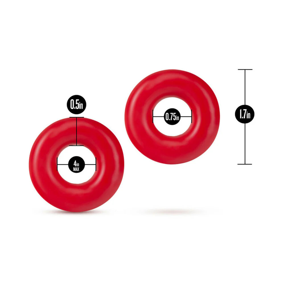 Stay Hard Donut Rings Oversized Cockring 2-Pack Red