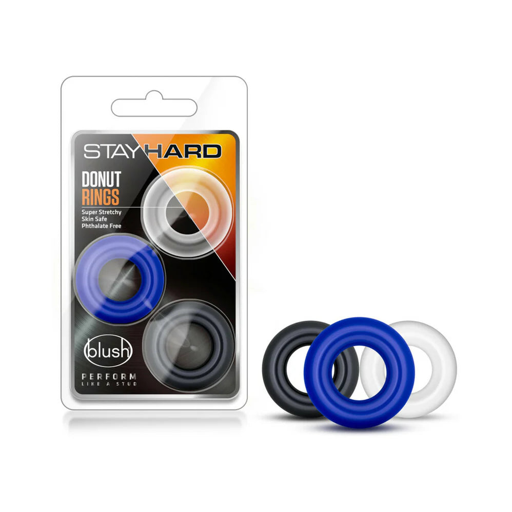 Stay Hard Donut Rings 3-Piece Cockring Set Assorted colors