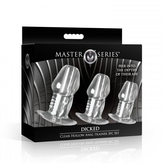 Master Series Dicked Clear Hollow Anal Plug (Choose Size)