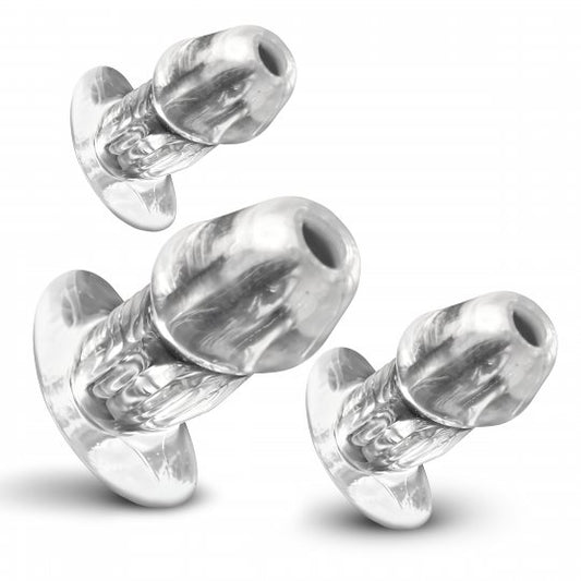 Master Series Dicked Clear Hollow Anal Plug (Choose Size)