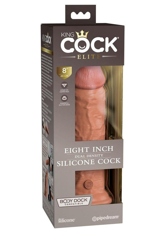 King Cock Elite Dual Density Silicone Dildo 8in-Caramel