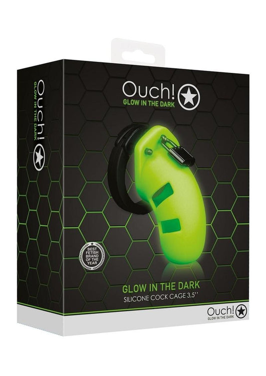 Ouch! Model 20 Silicone Cock Cage 3.5in Glow in the Dark