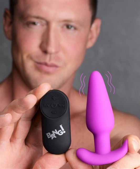 Bang Remote Control 21X Vibrating Silicone Butt Plug- Purple