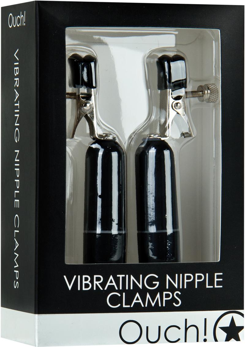 OUCH! Vibrating Nipple Clamps-Black