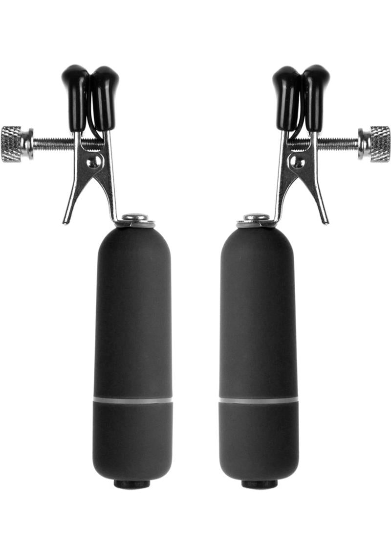 OUCH! Vibrating Nipple Clamps-Black