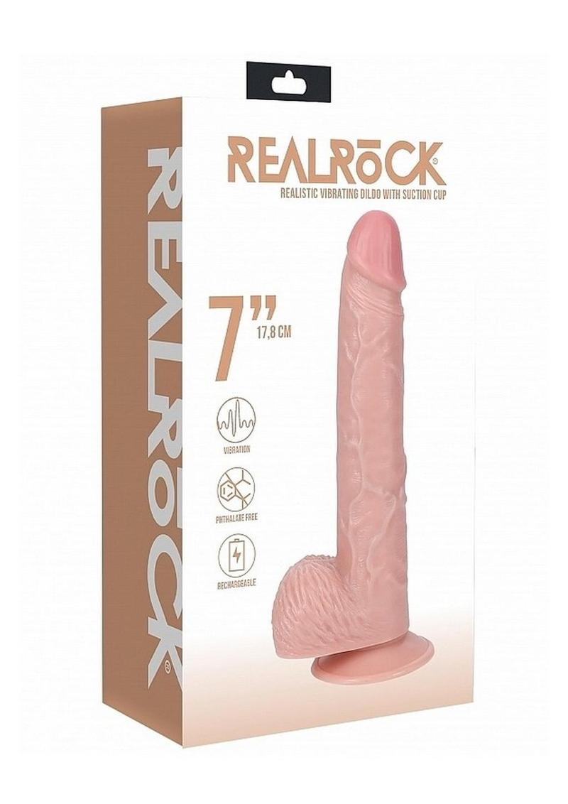 RealRock Vibrating Cock with Balls 7in- Vanilla