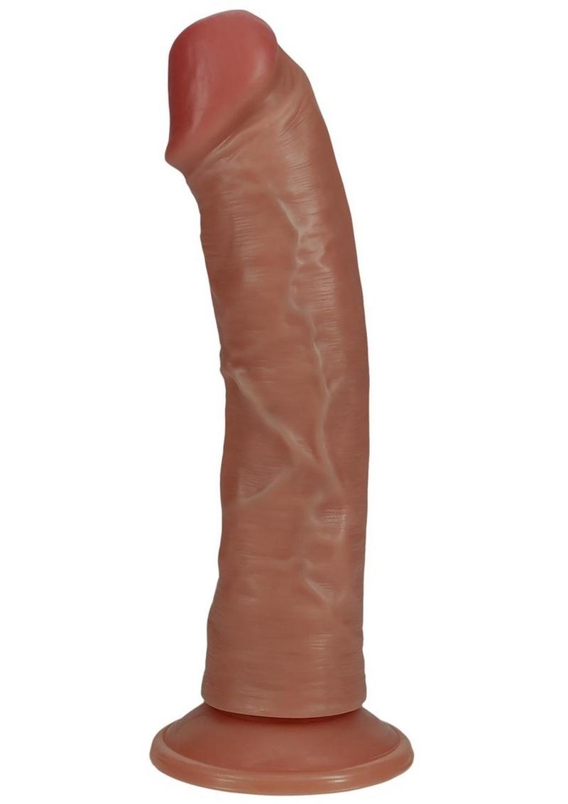 RealRock Vibrating Cock Regular Curved 8” Caramel