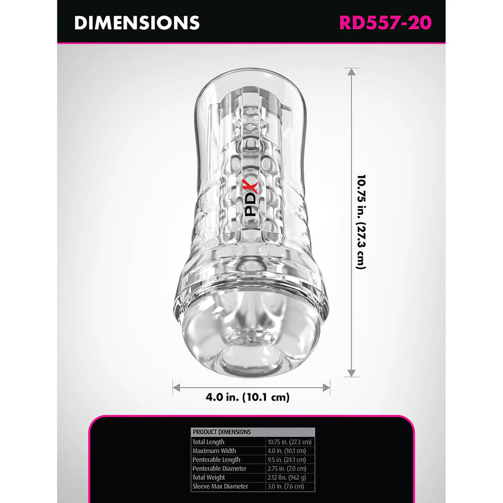 PDX Elite View Tube See-Thru EZ-Grip Clear Stroker