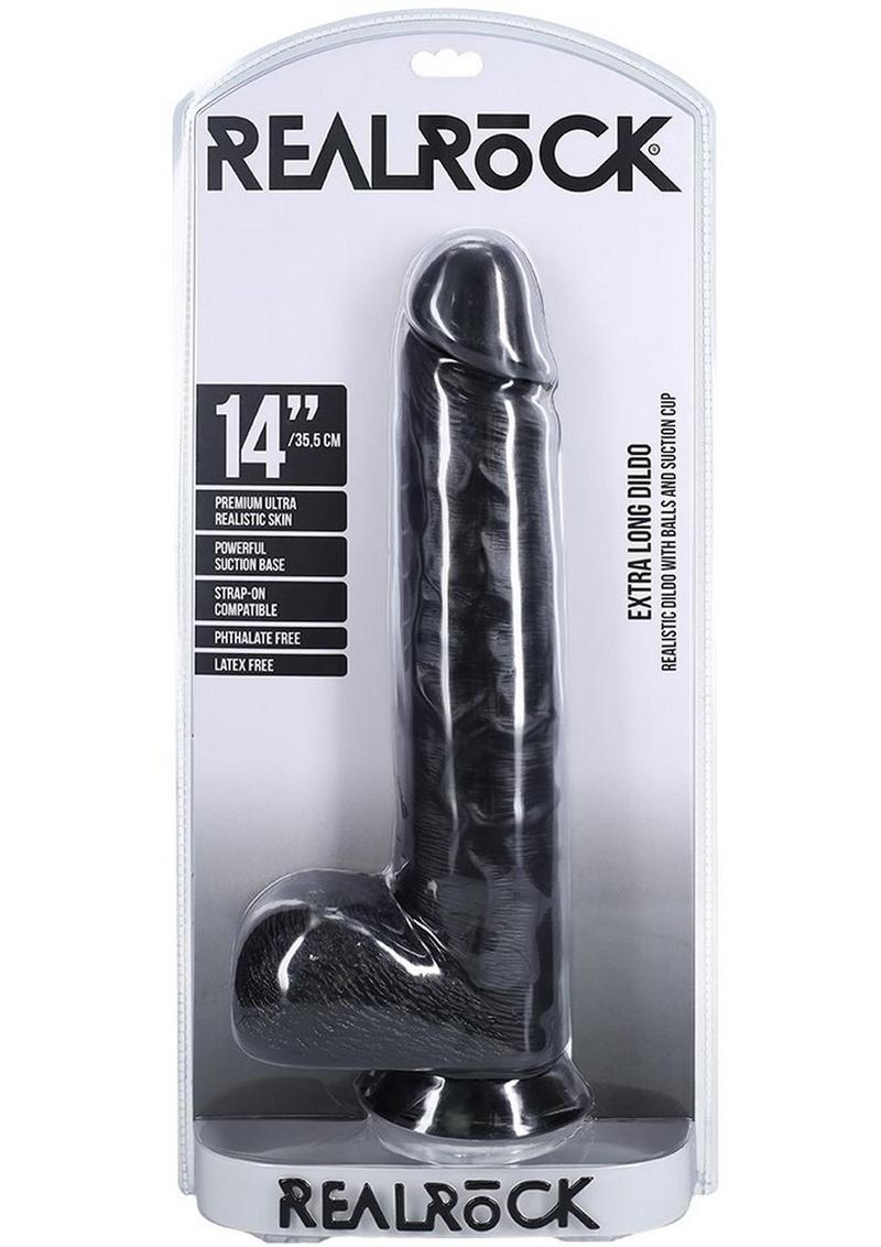 RealRock Ultra Realistic Skin Extra Large 14” Straight Dildo with Balls (Choose Color)