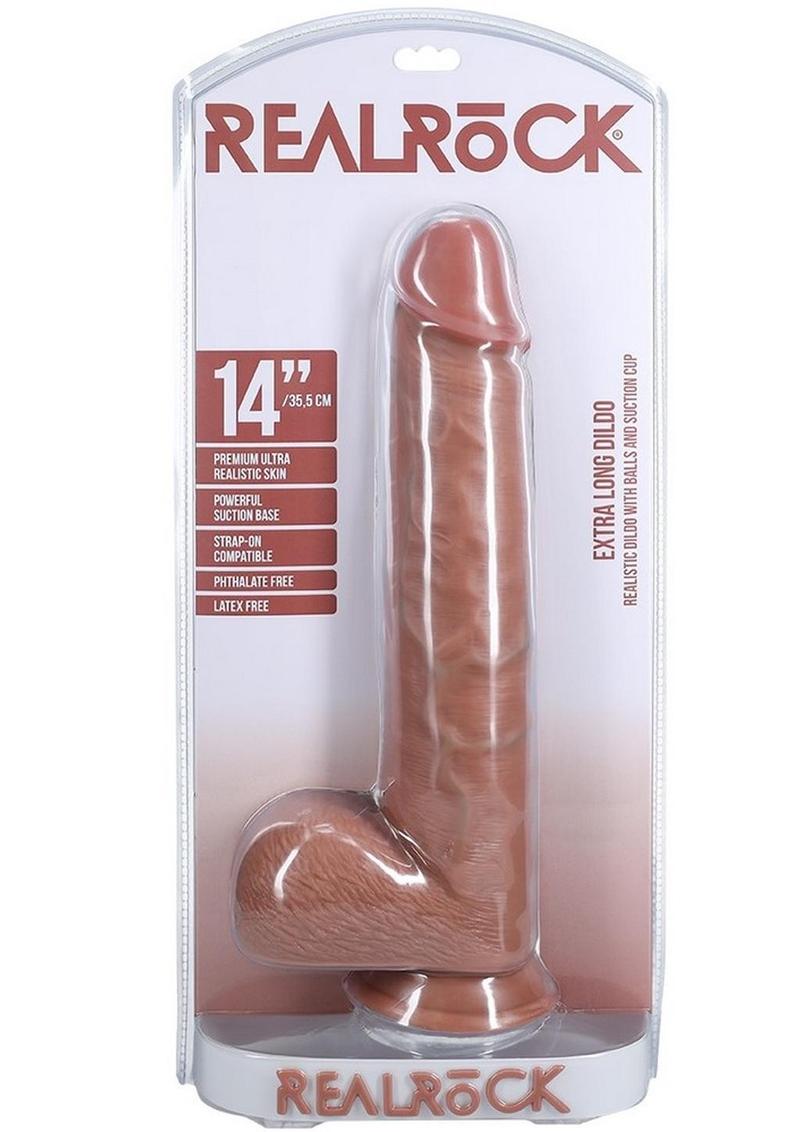 RealRock Ultra Realistic Skin Extra Large 14” Straight Dildo with Balls (Choose Color)