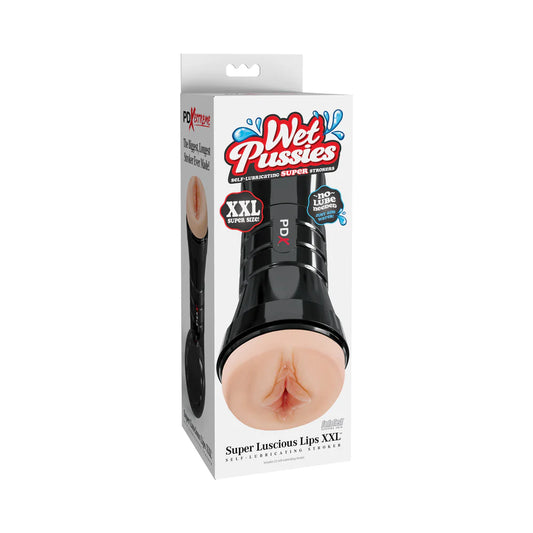 PDX Extreme Wet Pussies Super Luscious Lips XXL Self Lubricating Stroker- Vanilla