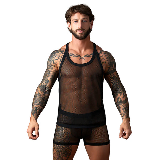 Male Power Fishnet 2.0 Tank Top Black (Choose Size)