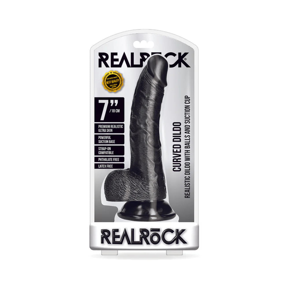 Realrock Curved Realistic Dildo with Balls and Suction Cup