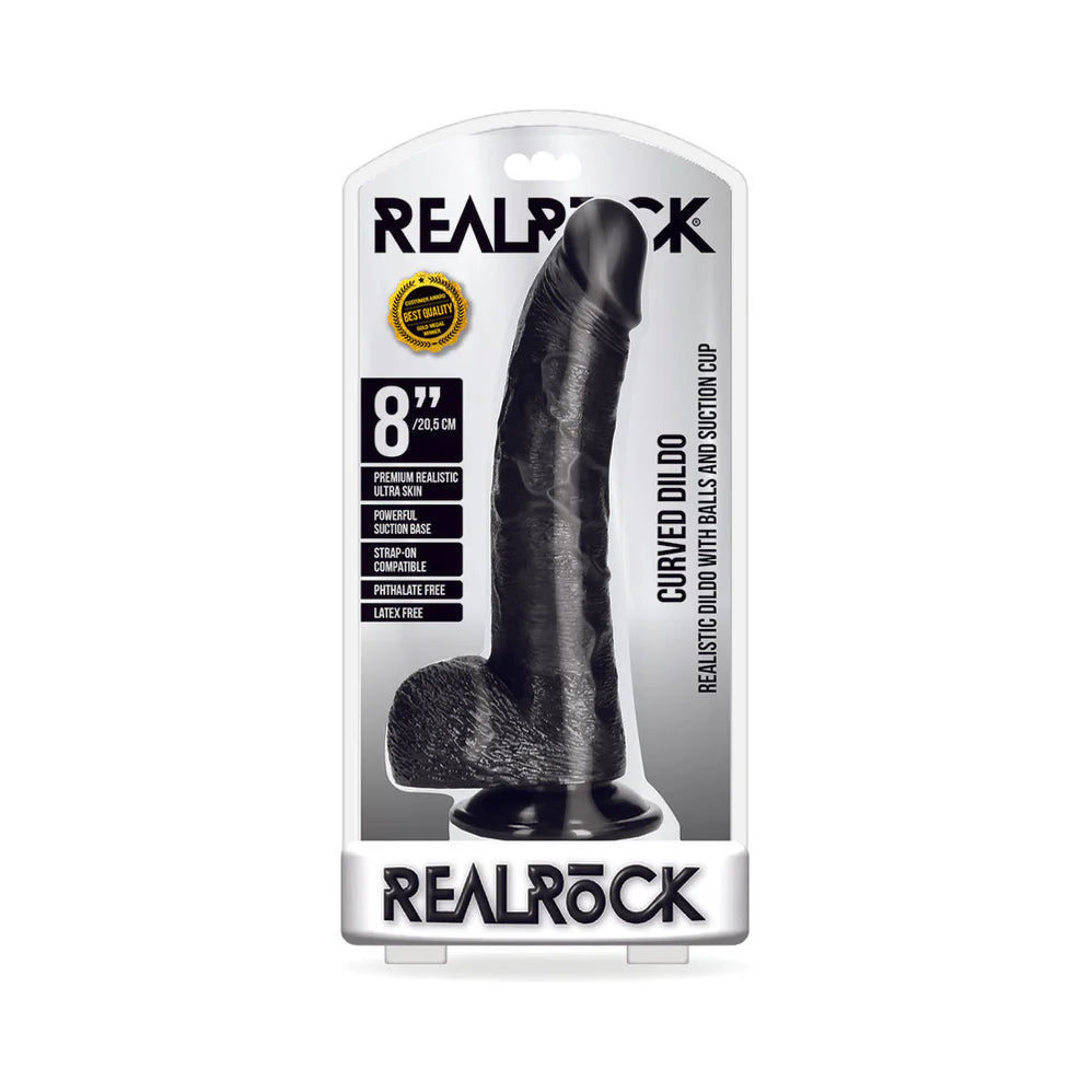 Realrock Curved Realistic Dildo with Balls and Suction Cup