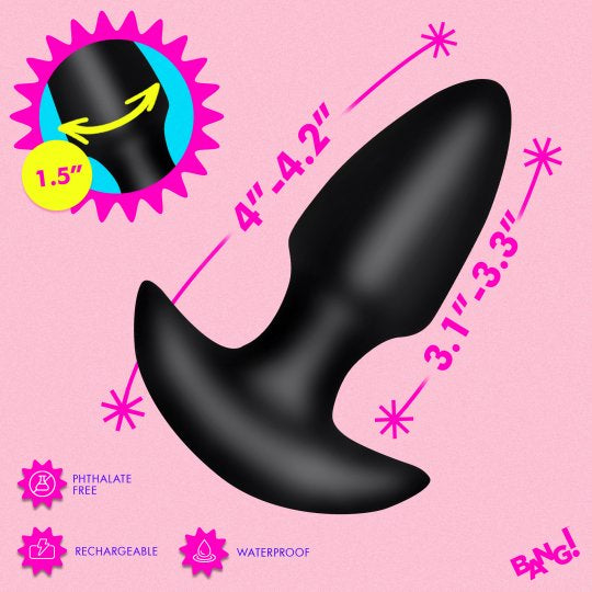 Bang Thrusting and Vibrating Silicone Butt Plug (Choose Color)