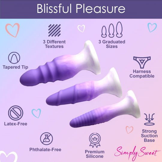 Simply Sweet 3 Piece Silicone Butt Plug Set- Purple