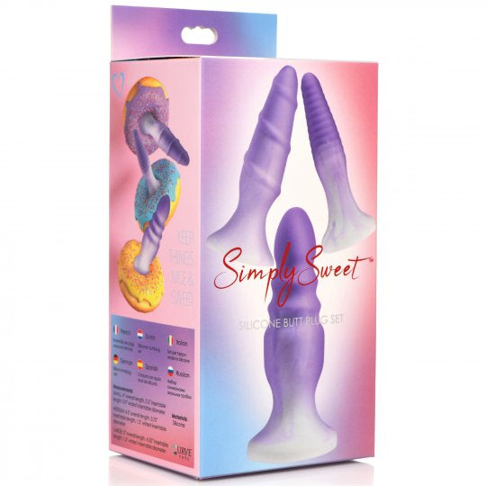 Simply Sweet 3 Piece Silicone Butt Plug Set- Purple