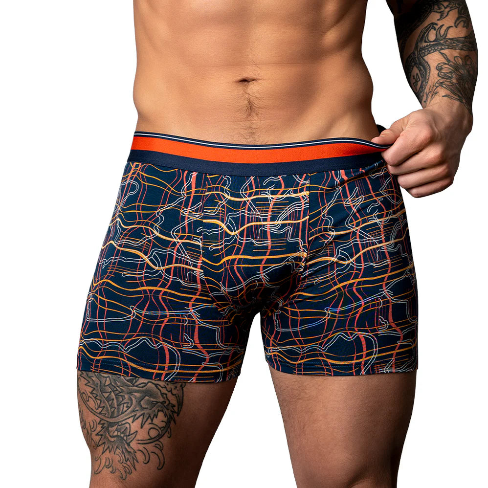 Male Power Soo Cumfy Boxer Brief Navy/Orange (Choose Size)