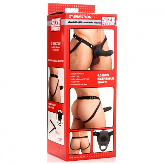 Size Matters 2 Inch Erection Smooth Silicone Penis Sheath- Black