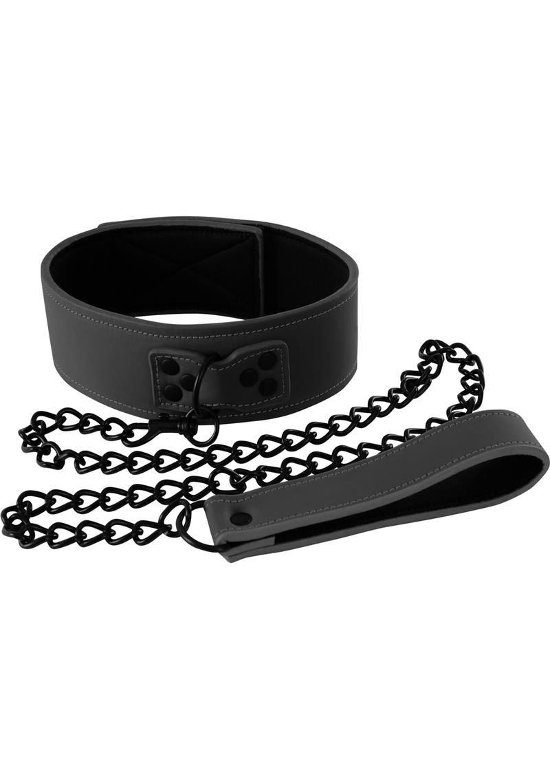 Renegade Bondage Collar Vinyl and Metal- Black