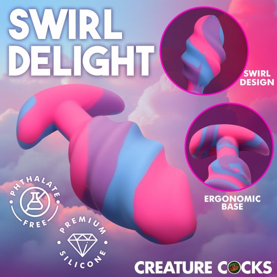 Creature Cocks Unicorn Swirl Silicone Butt Plug- Large