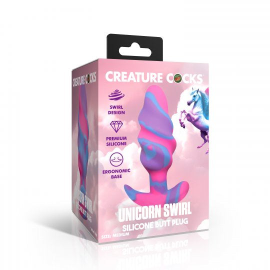 Creature Cocks Unicorn Swirl Silicone Butt Plug- Large