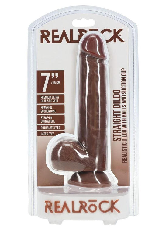 RealRock Realistic kin Straight Dildo with Balls and suction Cup (Choose Size) In Stock Feb 6th