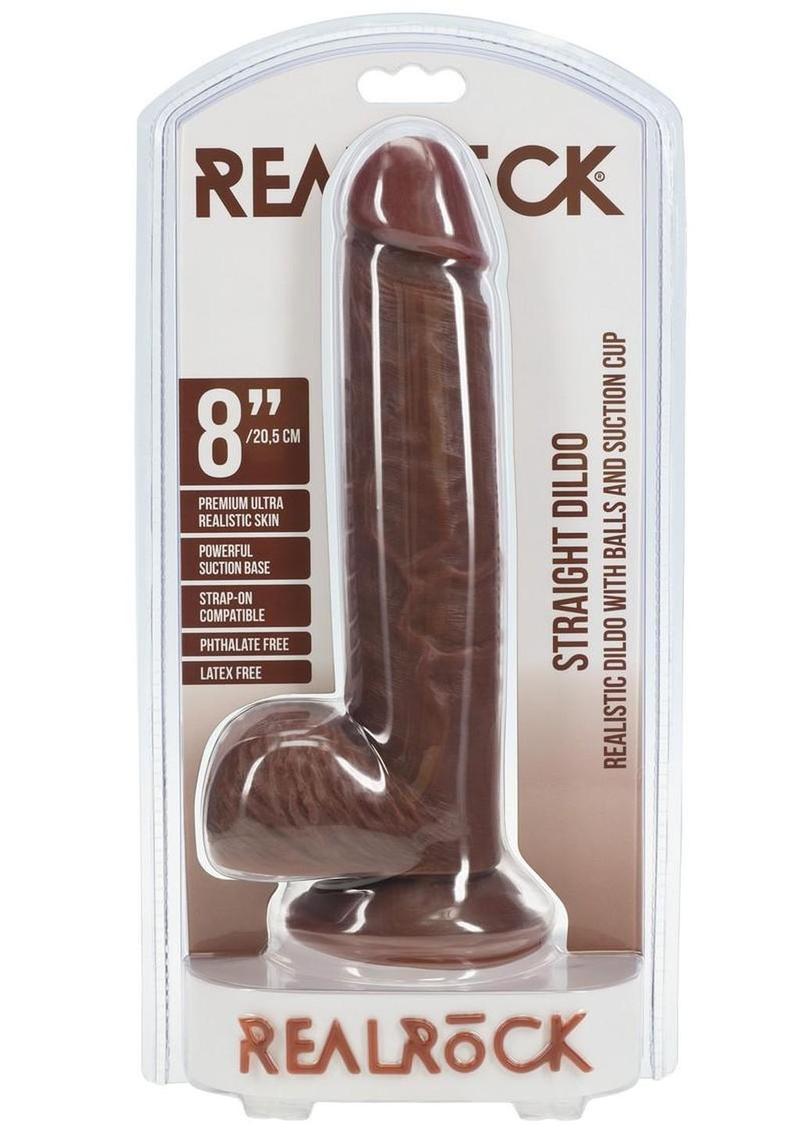 RealRock Realistic kin Straight Dildo with Balls and suction Cup (Choose Size)